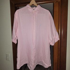 Men's Pink Linen Polo Short Sleeve XXL